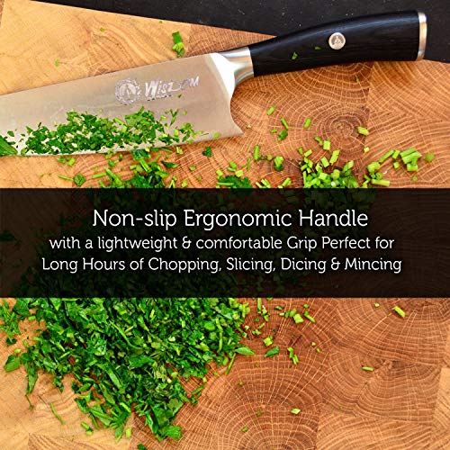Chef Knife - Professional 8 Inches, High Carbon Stainless Steel, Ultra Sharp and Ergonomic Handle Perfect for Sushi, Chopping, Slicing, Dicing & Mincing. Wisdom Series Kitchen Knife - Thumbnail 6
