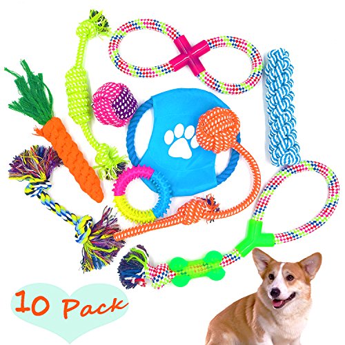 FIRIK Dog Rope Toys 10 Set Pack Variety Pet Toy for Medium to Small Doggie