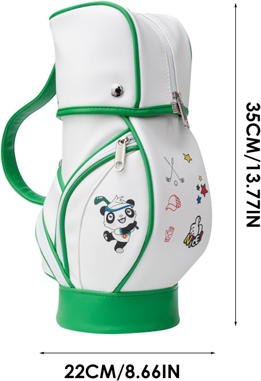 Golf Bags for Women, Mini Cute Panda Printed Golf Ball Storage Bag, Travel Golf Bag, PU Leather Portable Golf Ball Carry Bag Tee Holder for Training and Practicing