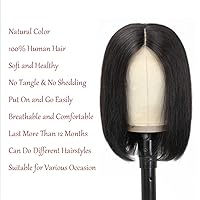 Vista 4 de Peluca corta recta Bob de 12 pulgadas 4x1 cierre de encaje 12A Remy cabello humano densidad 150% negro natural