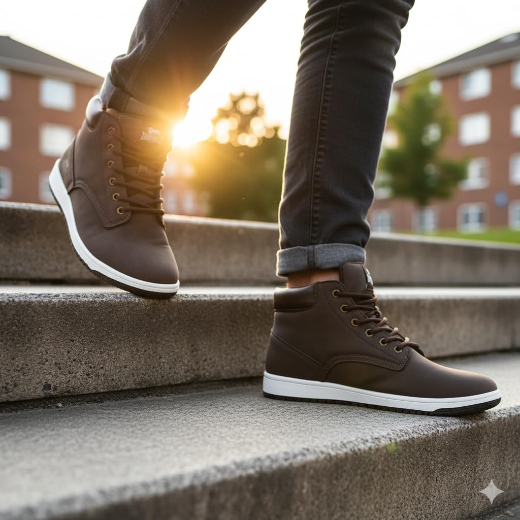 Generico Stivaletti Uomo Sneakers Invernali Mid Casual Lonsdale – Scarpe Alte da Uomo in Ecopelle, Comode e Resistenti per Tutti i Giorni