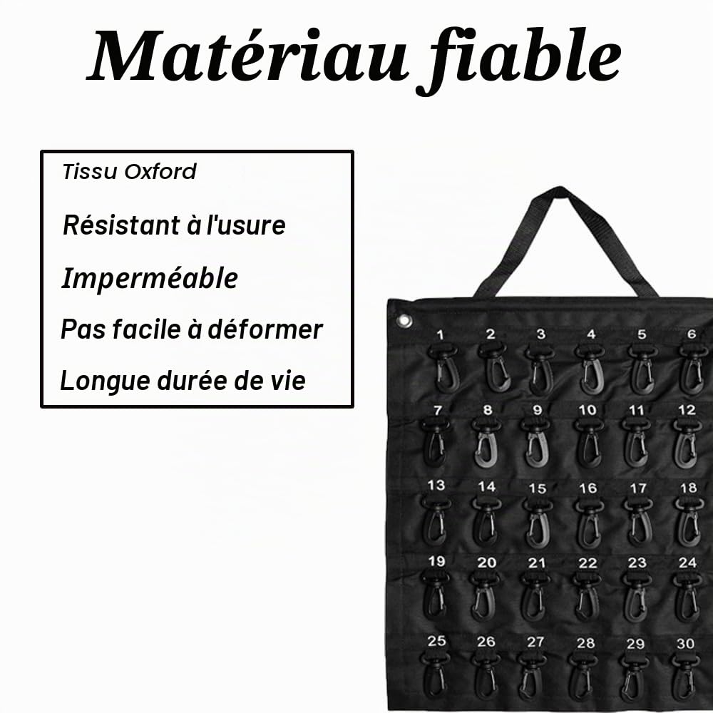 Étui à clés enroulable portable avec 30/40/50 positions de clés pour les ventes de voitures, immobiliers, hôtels, Noir , 50 Hooks (Positions), Moderne
