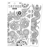 Savvi - 17 Henna Temporary Tattoos: Skin-Safe Ink, Great for Parties and Everyday Wear, Gifts for Teens and Adults, Made in the USA [2 sheets, 17 count]