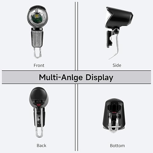 Miniatura 5 de Yeesport Faro LED para bicicleta eléctrica, impermeable, negro, frontal, 2 ajustes, IPX5, con cable, luz de bicicleta de montaña, faro ajustable