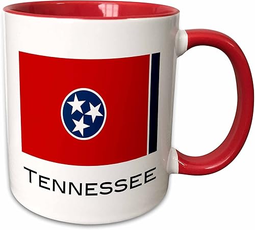 3dRose Taza de dos tonos con la bandera del estado de Tennessee, 11 onzas, rojoblanco