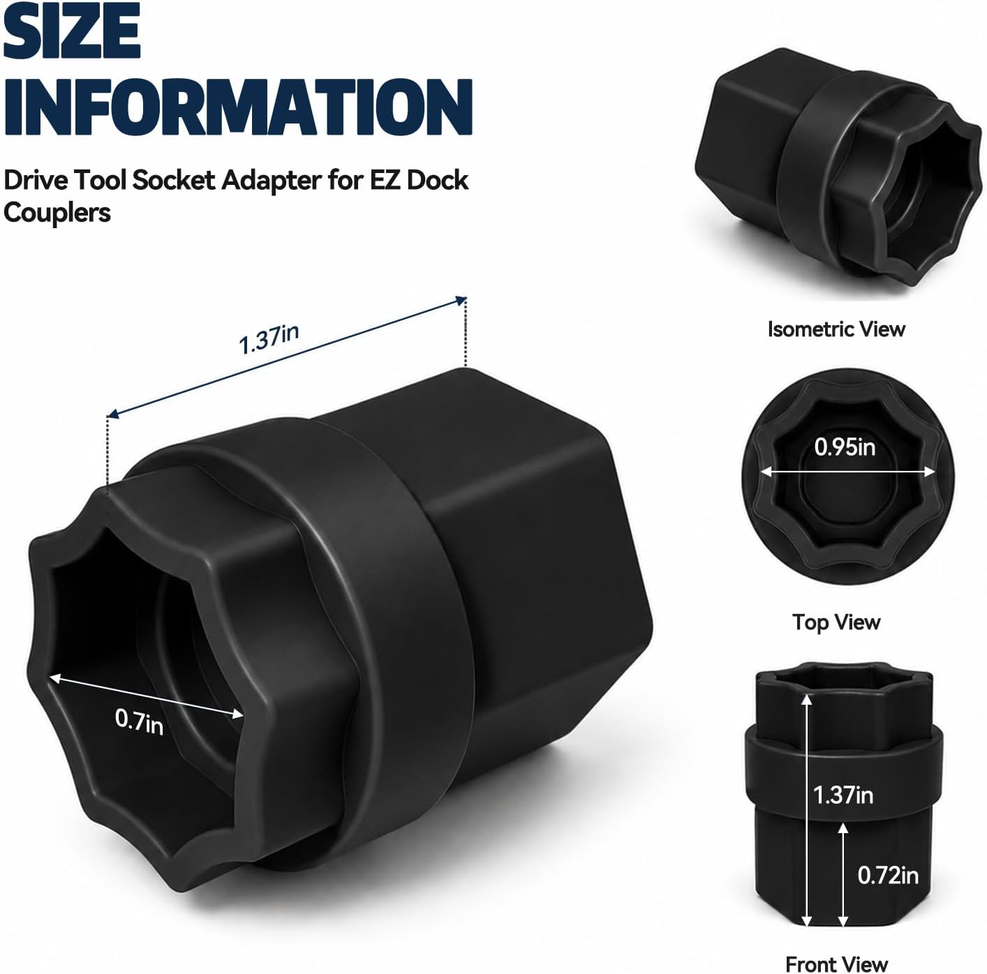 2 pcs Drive Tool Socket Adapter :Compatible with EZ Dock Couplers– 15/16" Coupler Nut Wrench Attachment for Dock Installation (Black)