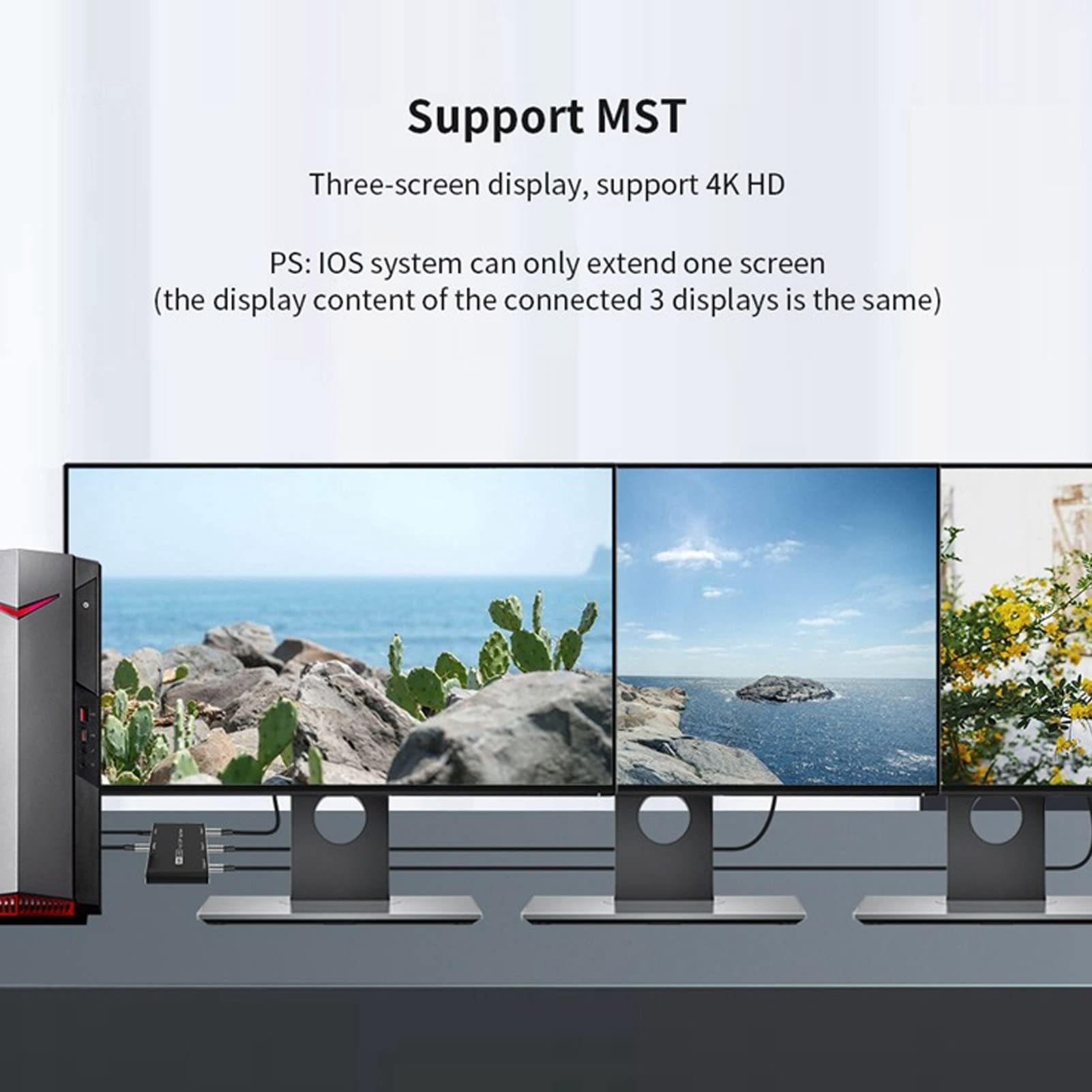 Displayport, Splitter DisplayPort 1x3 8K 30Hz 4K 144Hz Triple MST SST Hub 1 in 3 Out Splitter DP per Home Theater, Scuola, Hotel, Ecc