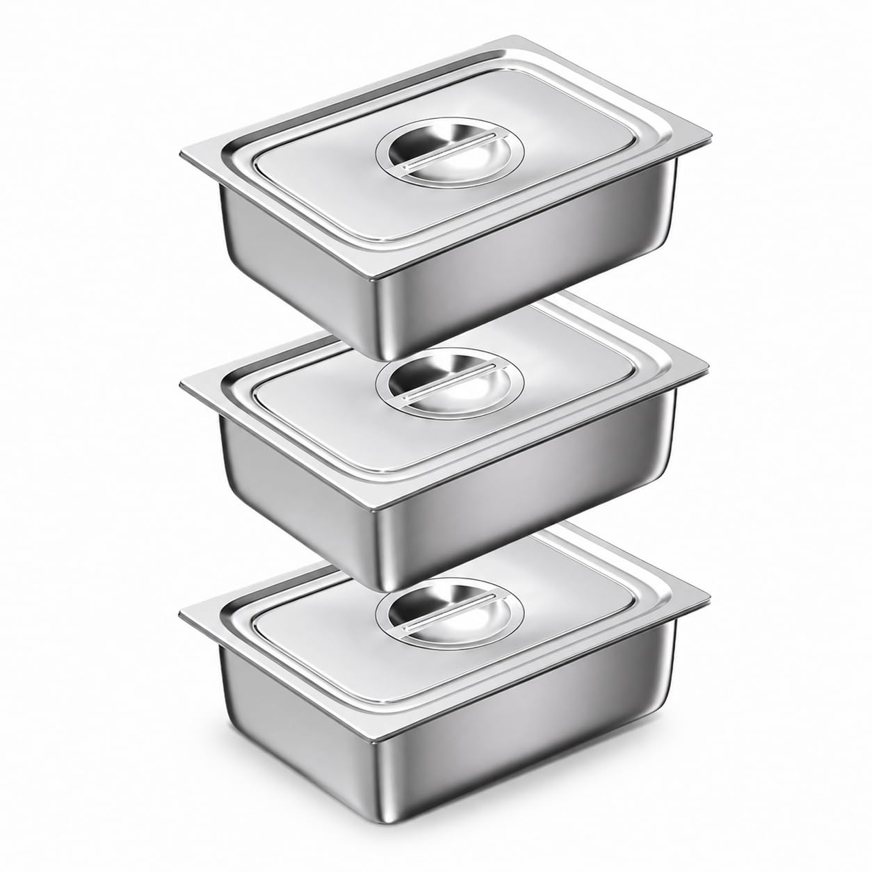 Lot de 3 bacs à pain GN 1/2 avec couvercle 32,5 x 26,5 x 6,5 cm