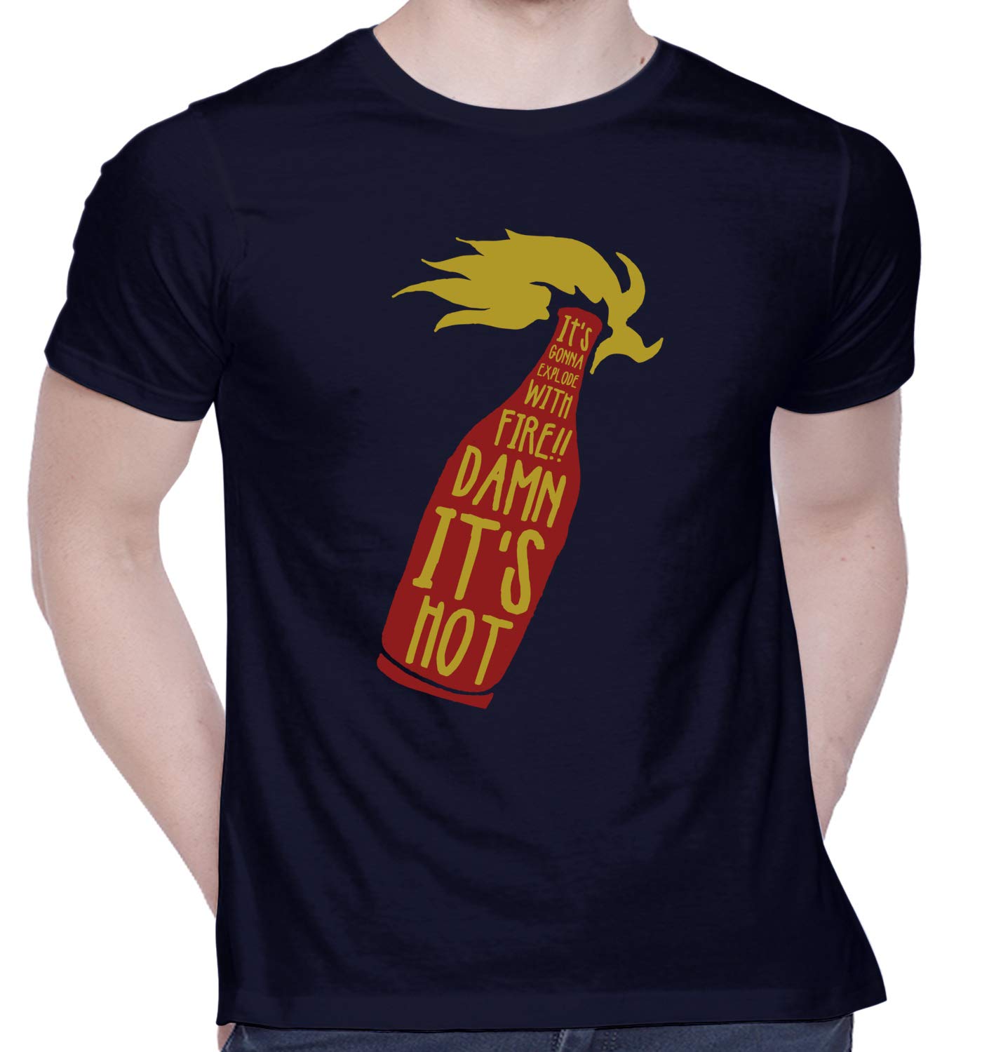 CreativiT Graphic Printed T-Shirt for Unisex Its Gonna Explode with Fire.. Damn Its Hot. Tshirt | Casual Half Sleeve Round Neck T-Shirt | 100% Cotton | D00443-598