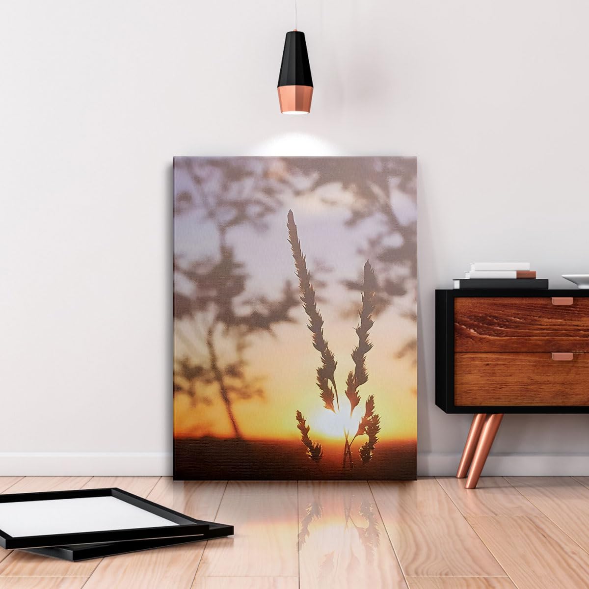 Framed Canvas Print Wall Art Set Lake Landscape Nature Abstract Illustrations Fine Art Decorative Nordic Rustic for Living Room Bedroom - Image 3