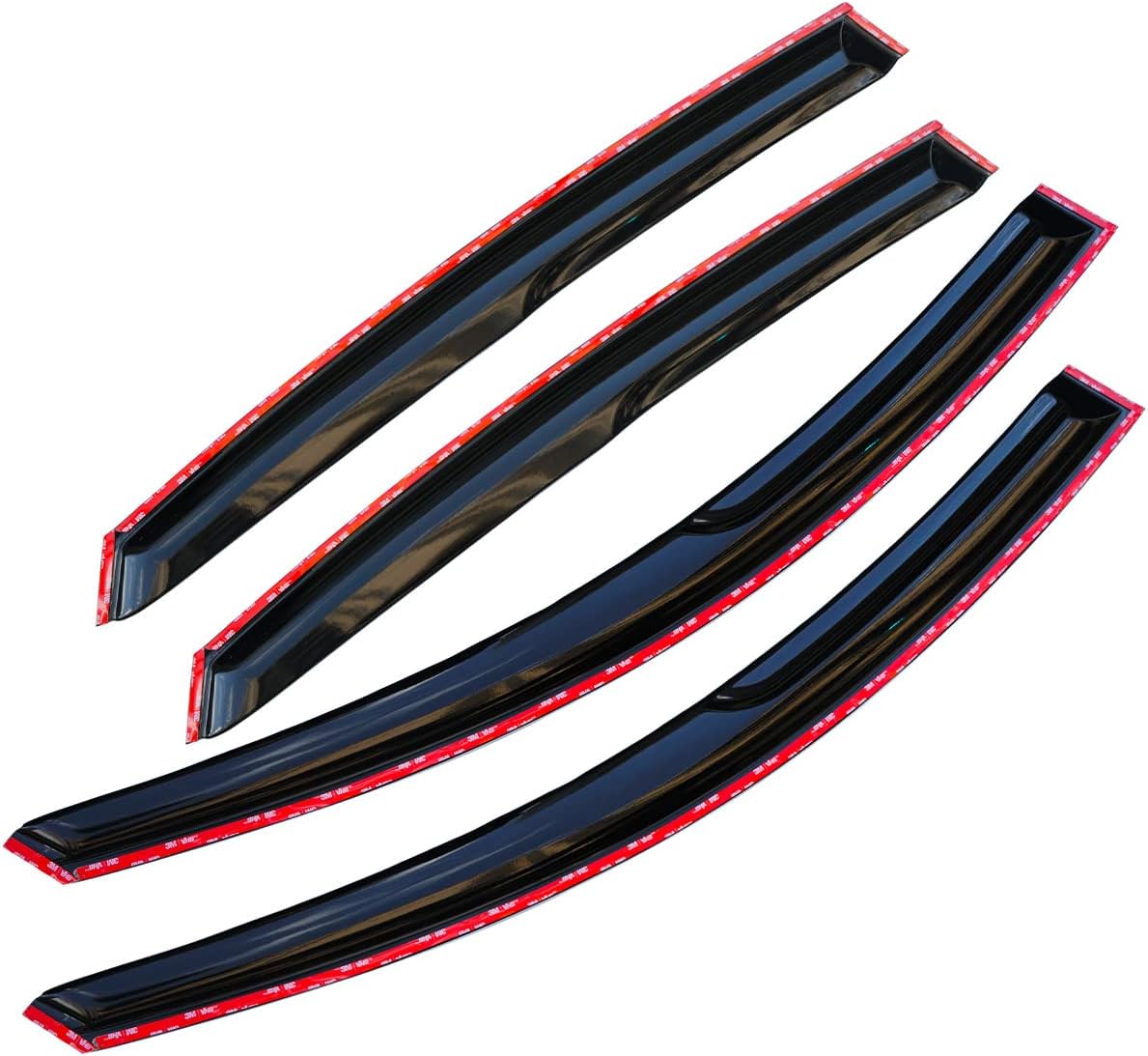 Rain Guards Ventvisor Compatible with 2018-2021 Honda Accord 10th Gen Outside Mount Tape-on Window Visor Side Window Deflector JDM 3D Wavy Style Wind Deflector Dark Smoke(Tape on)