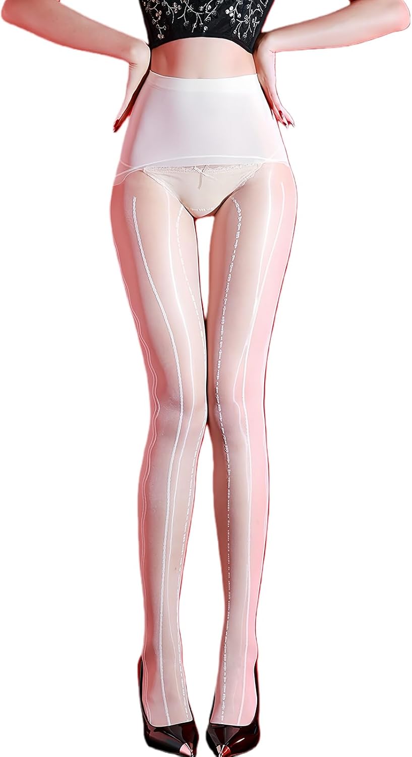Shiny Pantyhose for Women Oil Shiny Sheer Tights High Waist Stockings 0 Denier 360°Seamless Gloss Nylons Pantyhose