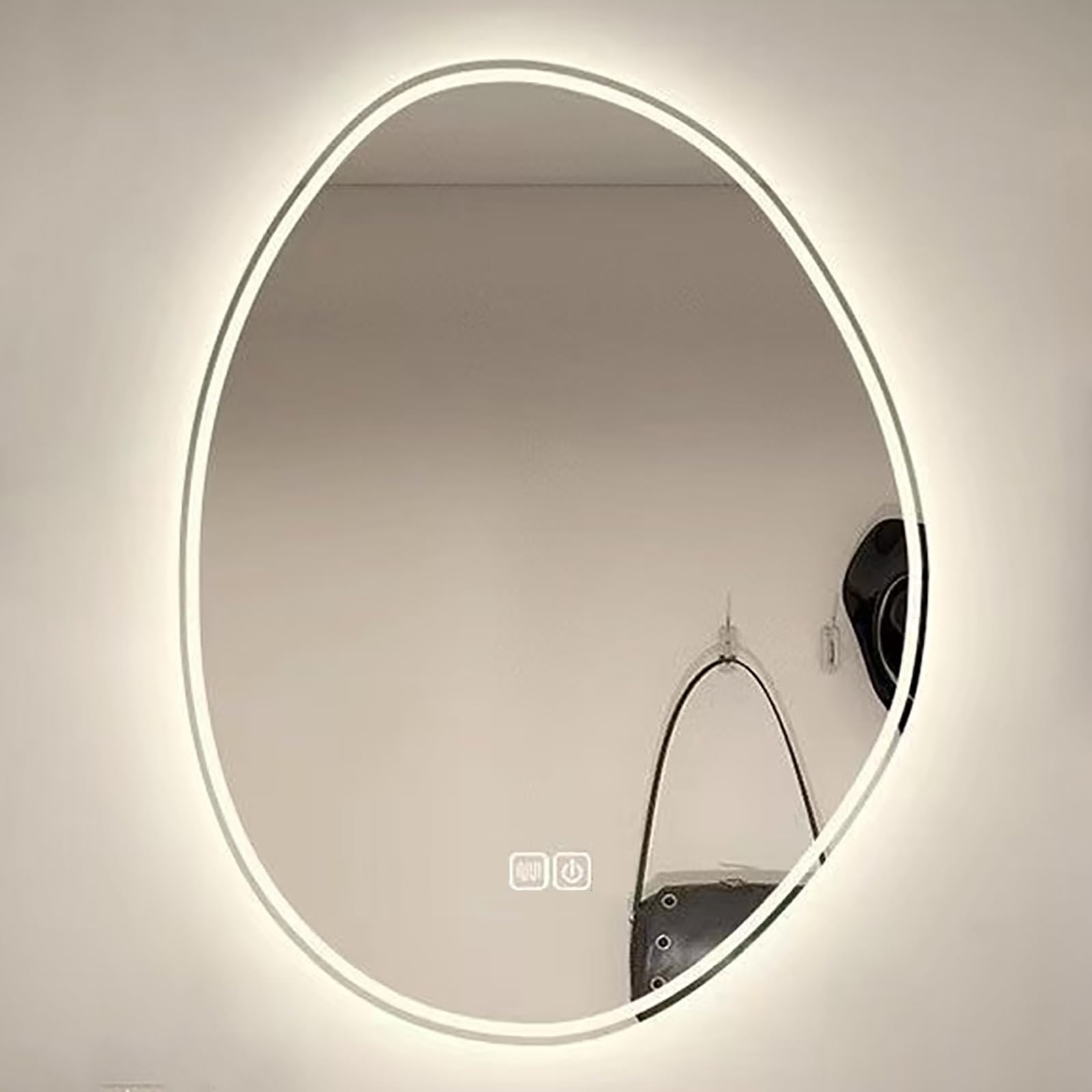 Atwnjkp 3 Colours+Anti-Fog Led Bathroom Mirror 40X60cm(15.7X23.6in) – Frameless Oval Wall Mounted Vanity Mirror, 3-Colour Dimmable Lighting, Touch Control, Anti-Fog Function, For Makeup Area And Hallway