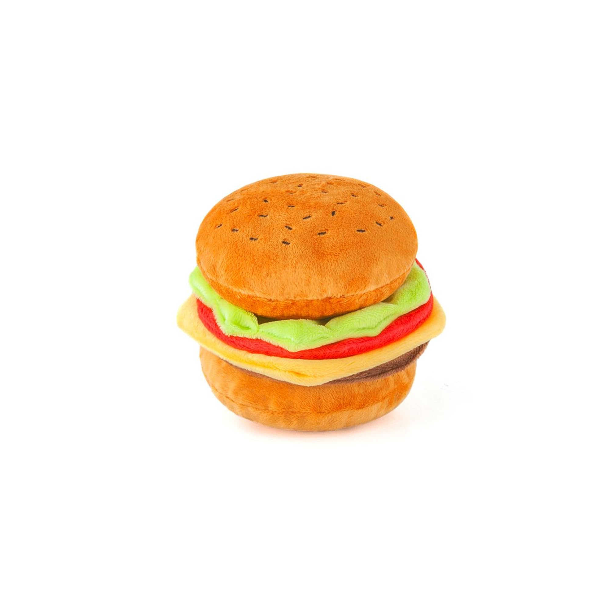 P.L.A.Y. American Classic Barky Burger Plush Dog Toy – Durable, Eco-Friendly Squeaky Dog Toy with Detachable Parts – Soft, Chew-Resistant toy Filled with Recycled Materials