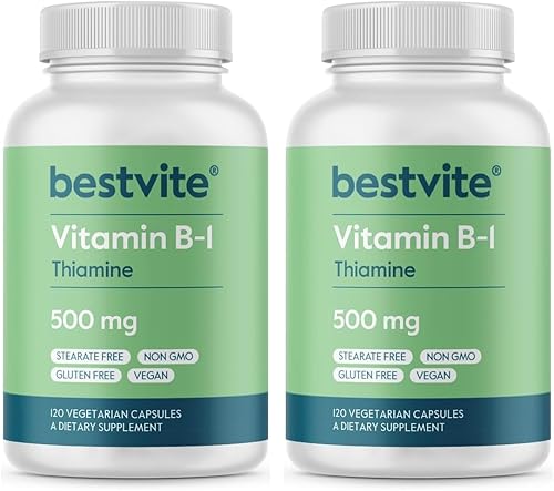 Vista 9 de BESTVITE Vitamina B-1 (tiamina) 500 mg (240 cápsulas vegetarianas) (2 x 120) - Sin estearatos - Vegano - Sin carbonato de calcio - Sin OMG - Sin