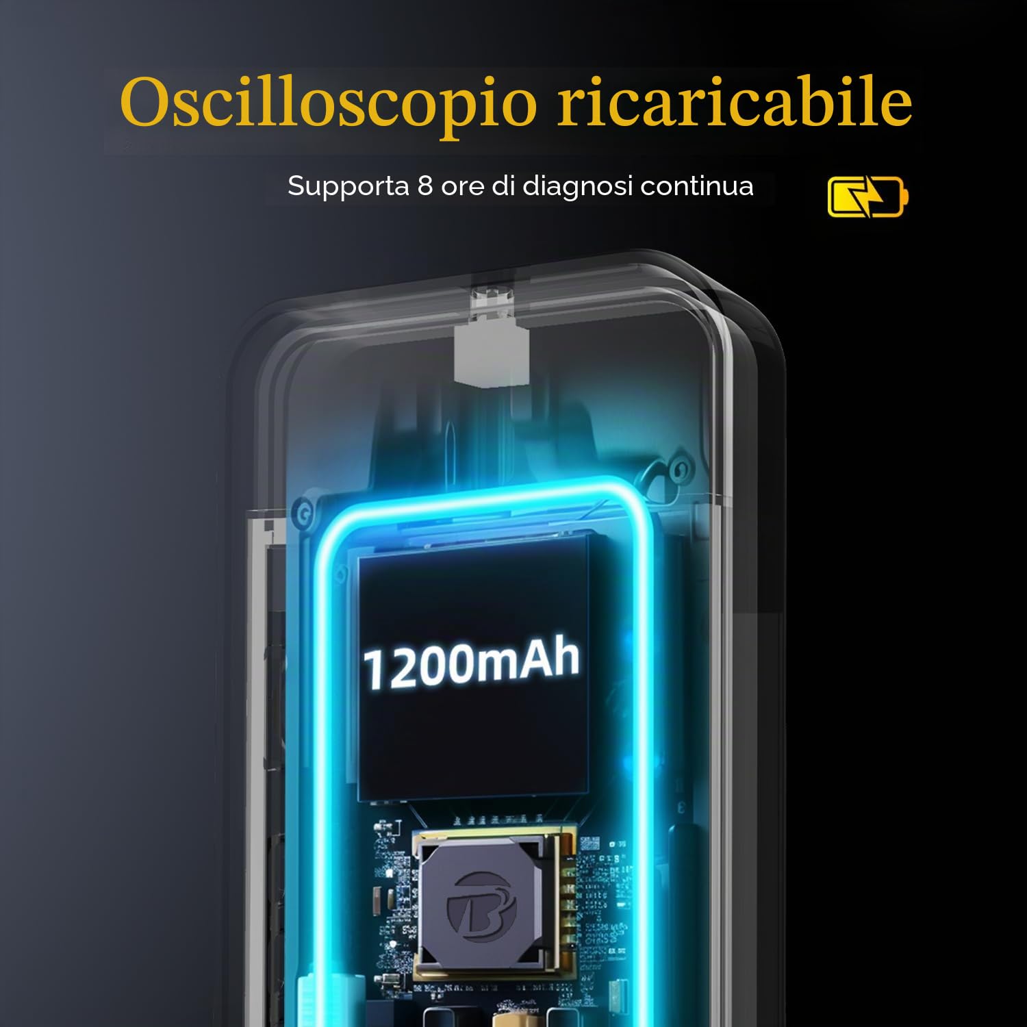 BSIDE OT5 Mini Oscilloscopio Digitale Portatile 50MHz Larghezza di Banda 200MSa/s Oscilloscopio Tascabile Ricaricabile Ultra Sottile con LCD a Colori 3,2 Pollici per Elettronica Audio Automotive