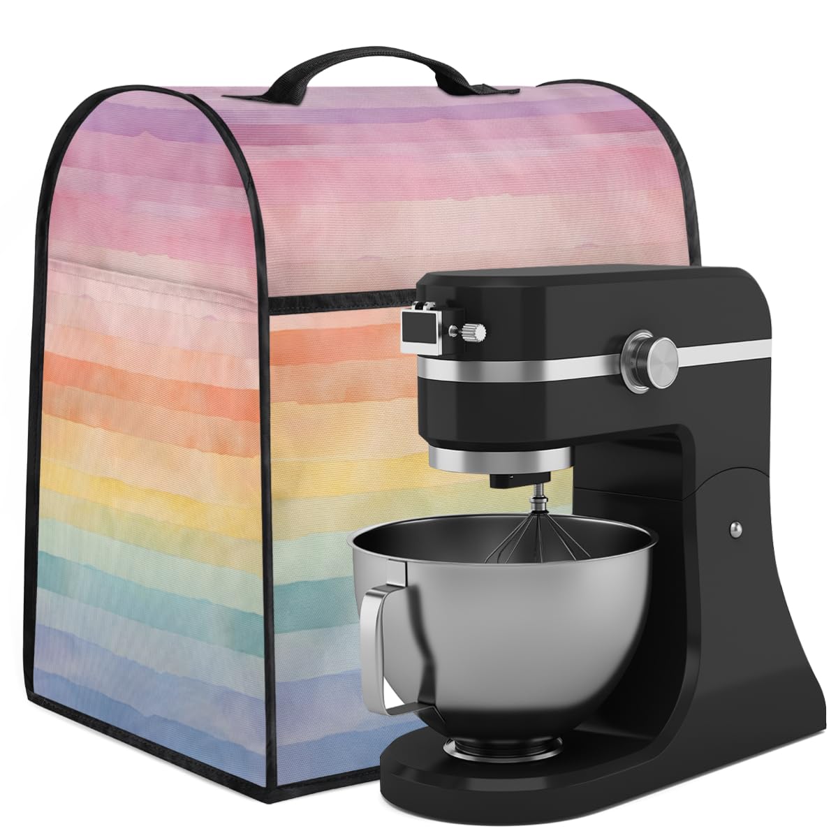 Coffee Maker Cover Colorful Stripes Kitchen Appliance Covers Small Appliance Covers Blender Cover Juicer Cover Dust Covers for Kitchen Appliances with Top Handle and Pockets,Washable,B674