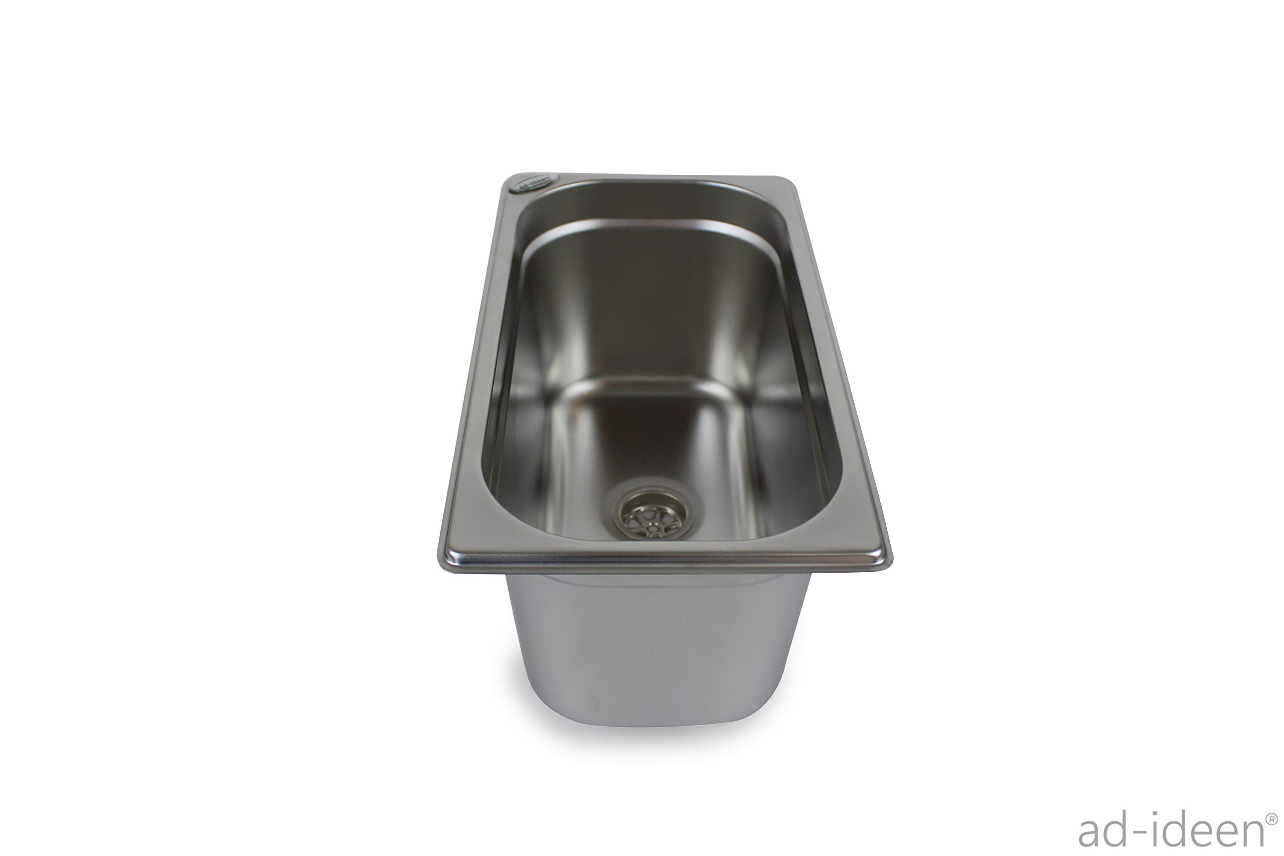 Edelstahl Spülbecken Camping Spüle Waschbecken + Ablauf 325x176x150 mm + 40 mm Ablauf höhe (ad-ideen)