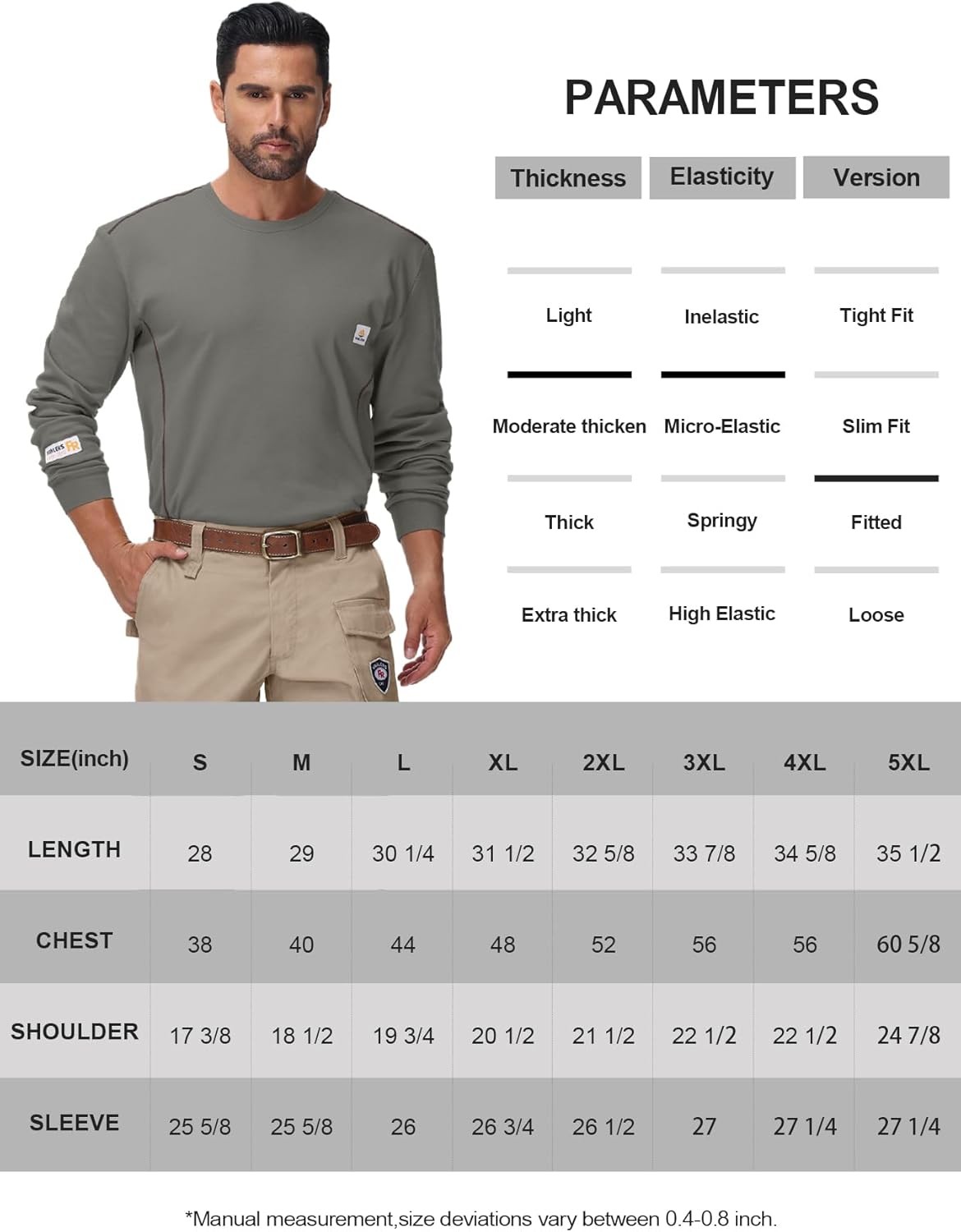 FR Shirts for Men CAT2/HRC2 6.5oz Lightweight Fire Resistant Shirts for Men Long Sleeve Crewneck T-Shirt - Image 6