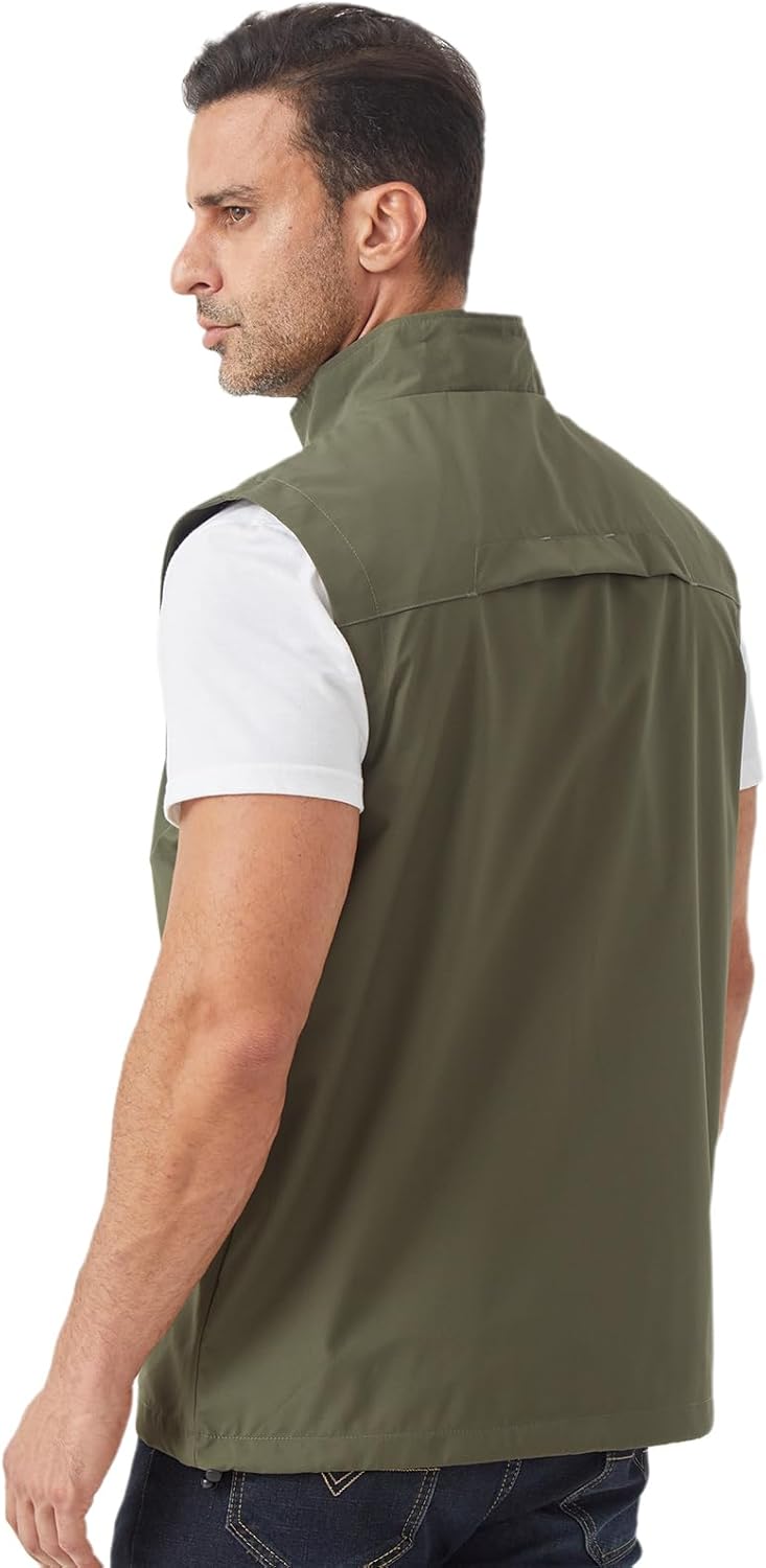 Men's Lightweight Vest Outerwear with Multi Pockets Windproof Sleeveless Jacket for Travel Outdoor Golf - Image 7