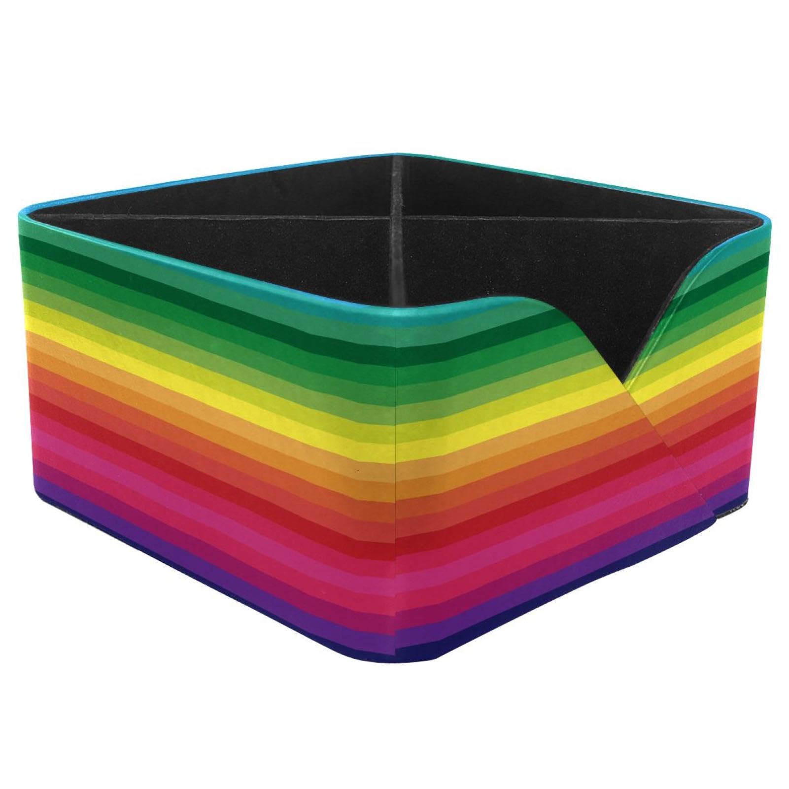 KengjuTesu Beautiful Rainbow Desktop Organizer Pen Holder, Rectangular Pencil Cup for Office, Study and Makeup Stations