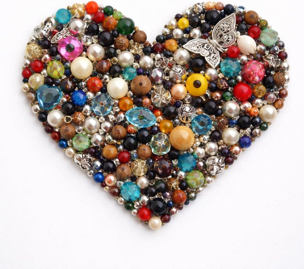 Perlin Mixed Beads Multi Colours and Shapes Glass Wooden Metal Beads 1 kg Bead Set for Jewellery Making DIY Crafts Charms Decoration Threading Bracelets Necklaces Earrings