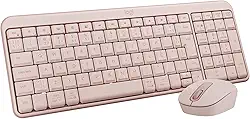 Combo Teclado e Mouse Sem Fio Logitech MK250 Bluetooth com Conectividade Rápida e Fácil, Design Compacto, Mouse Ambidestro, Layout ABNT2, Construção Durável, Compatível com PC e Mac - Rosa