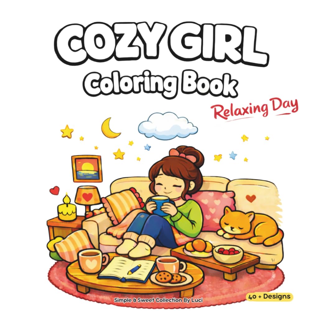 Cozy Girl - Relaxing Day: A Cozy Coloring Book with Self-Care, Home Moments, Relaxing Scenes & Cute Everyday Life