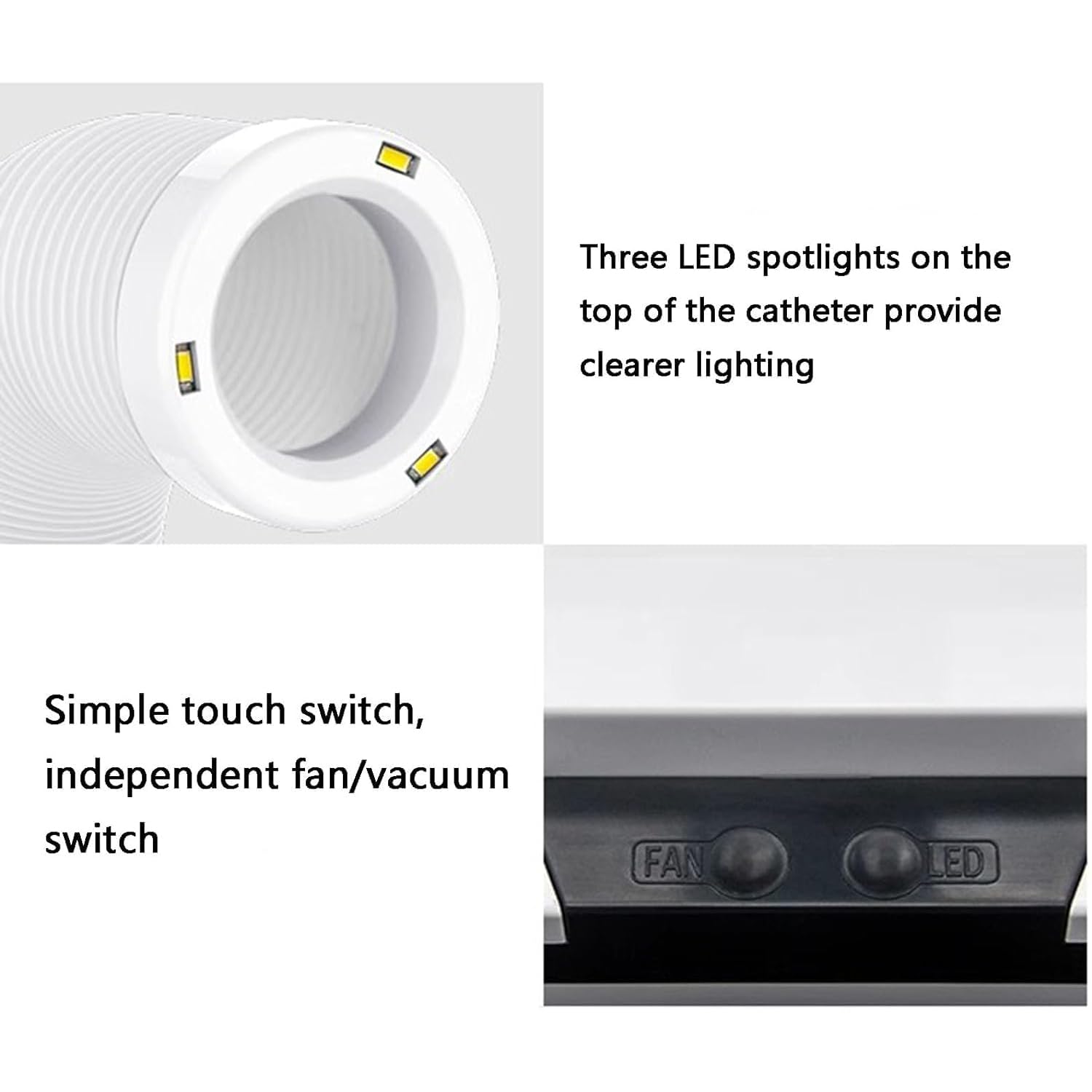 Aspiratore per Unghie Professionale da 60 W, Aspirapolvere da Tavolo, con Tubo di Aspirazione Retrattile, Luce LED, Filtri Riutilizzabili, per Salone di Bellezza