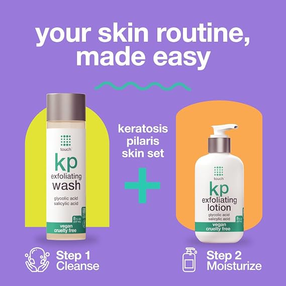 TOUCH Keratosis Pilaris Exfoliating Body Wash Cleanser - KP Body Wash with 15% Glycolic Acid, Aloe Vera, Hyaluronic Acid - 8 Ounce