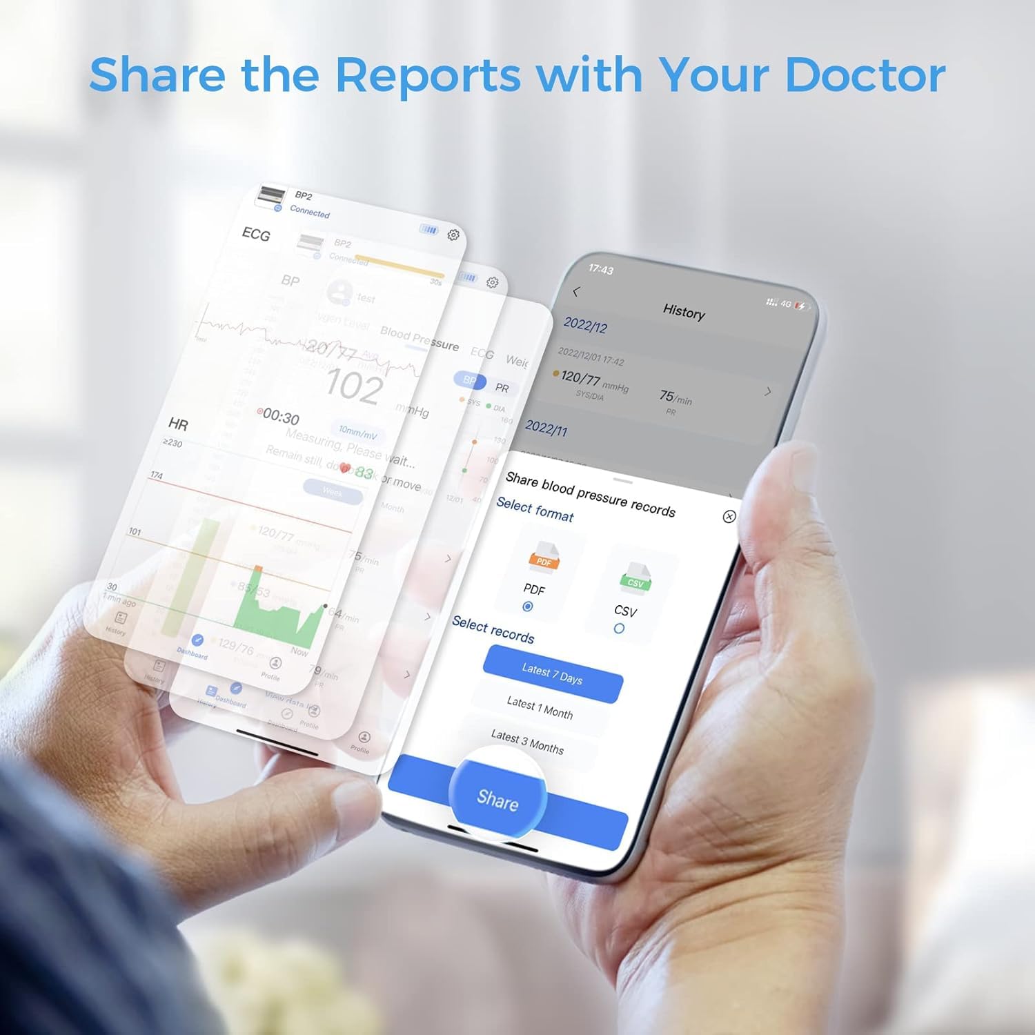Wellue Armfit Plus Tensiómetro de Brazo Digital con Función de ECG, Monitor para la Presión Arterial, APP de Conexión Bluetooth para iOS y Android