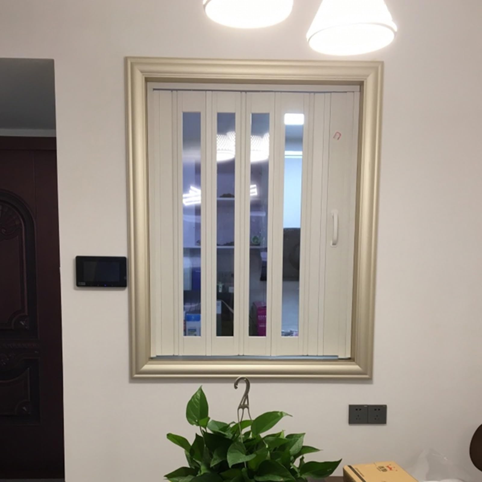 Puerta de acordeón para ático/armario/tienda/hospital, ventana corrediza plegable con accesorios, color personalizable, puerta plegable magnética de PVC para espacios pequeños
