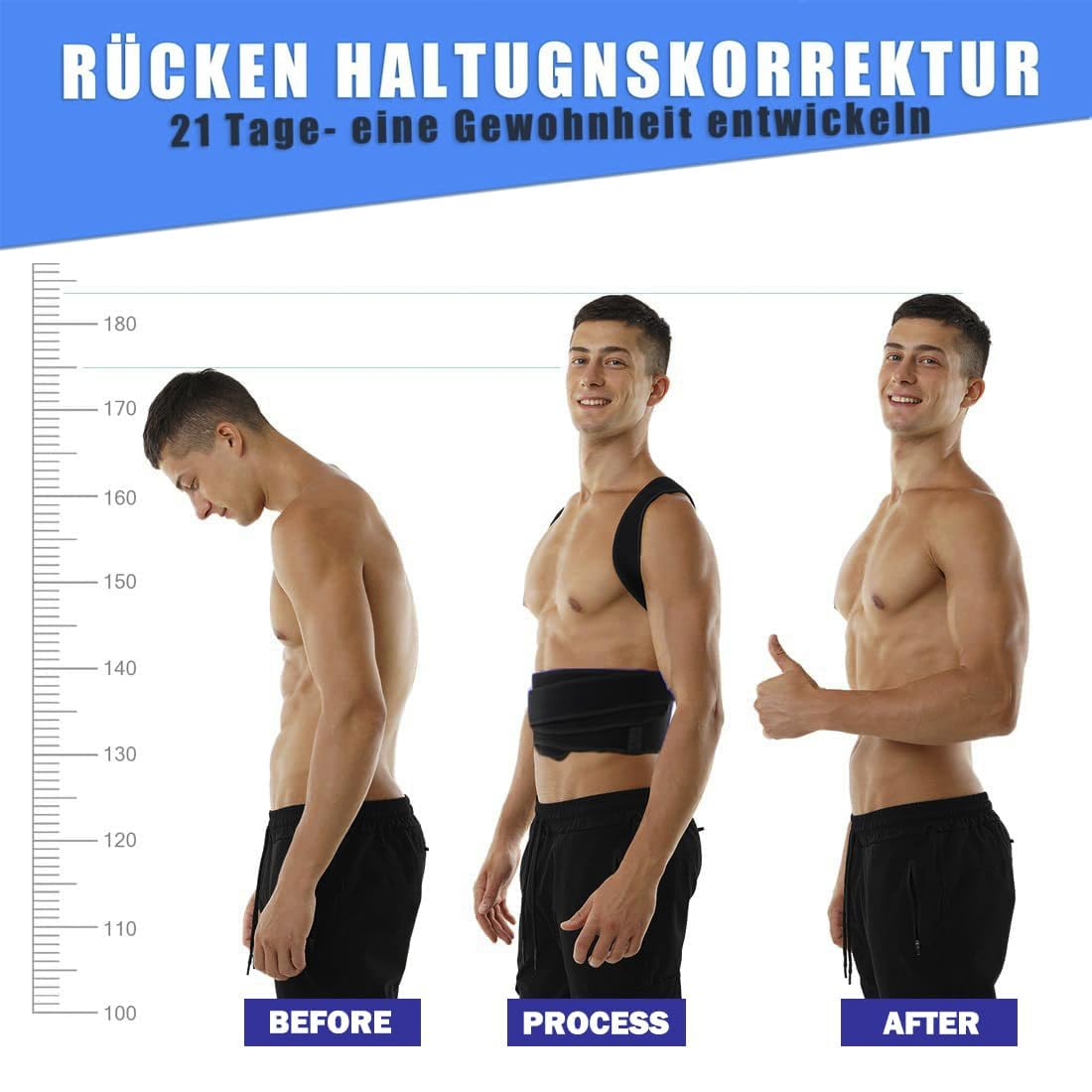 Rücken Geradehalter Rückenstützgürtel Damen,Verstellbare Schultergurt Haltungskorrektur Haltungskorrektur rücken körperhartung korrigieren geeignet (Schwarz, S) (Schwarz 30, L)