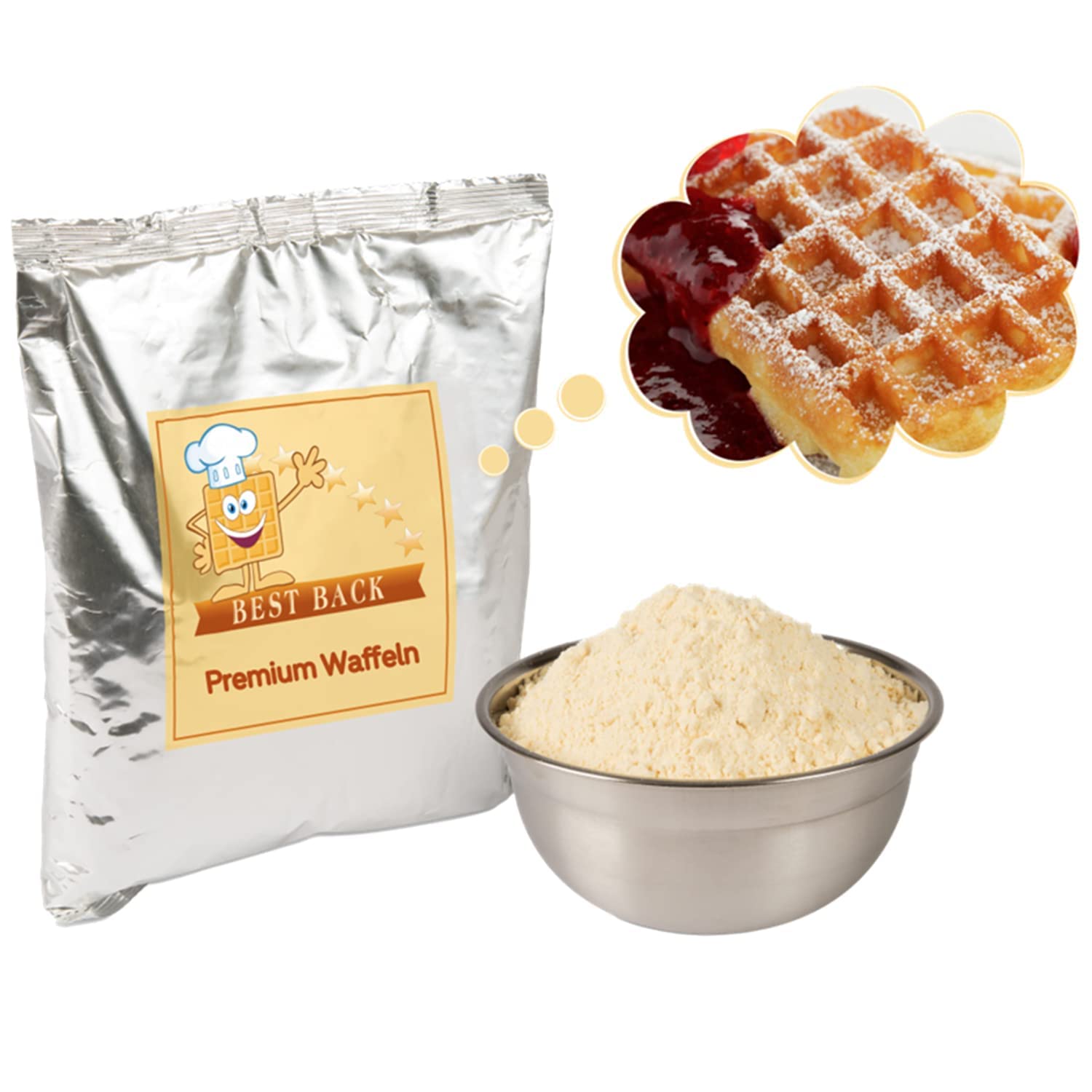 BEST BACK Premium Waffel Backmischung 5 kg, 5er Pack (1kg)