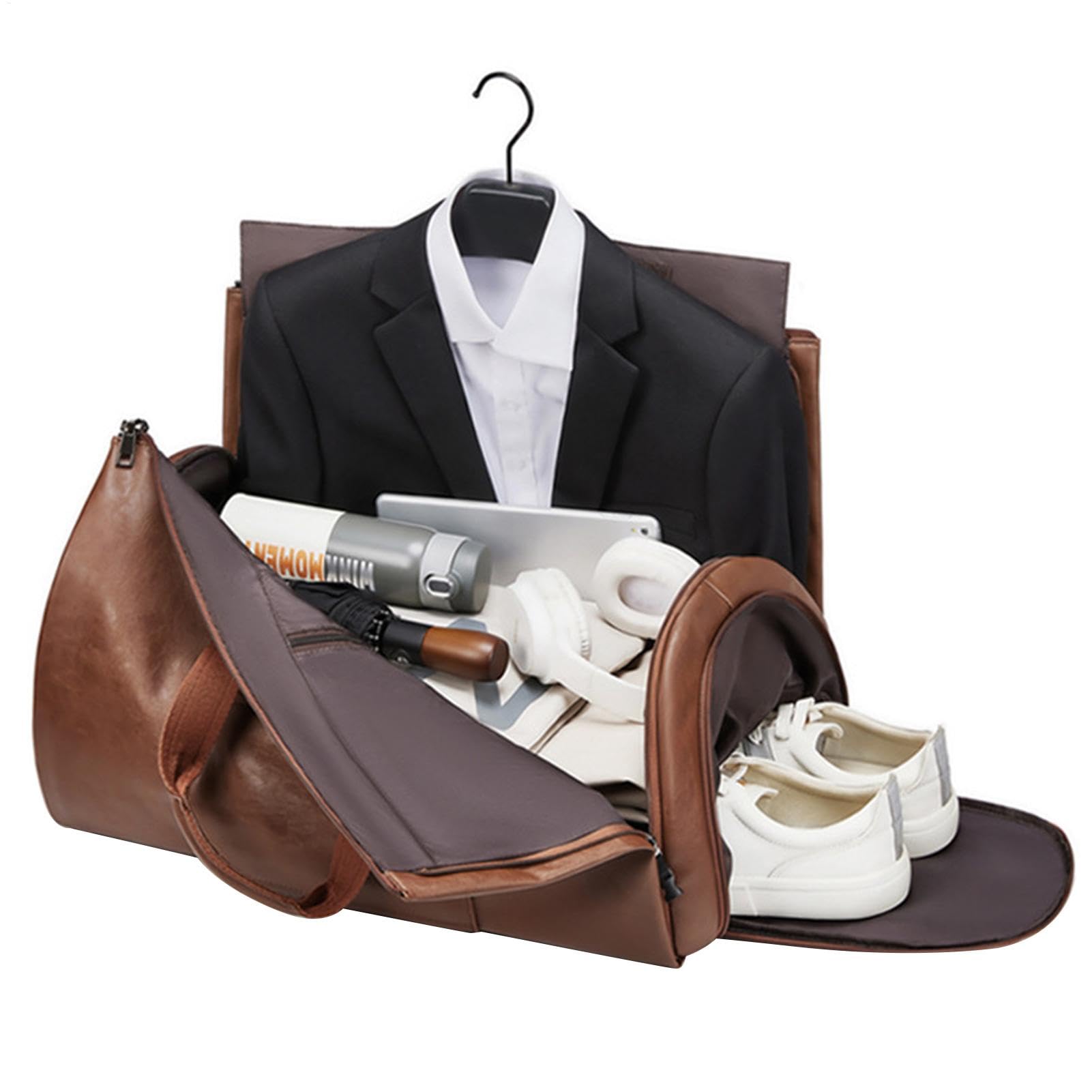 Borsone porta abiti convertibile, Borsone porta abiti da viaggio | Borsoni per indumenti Scomparto per scarpe in pelle PU - Borsa da viaggio convertibile Borsone porta abiti, valigia