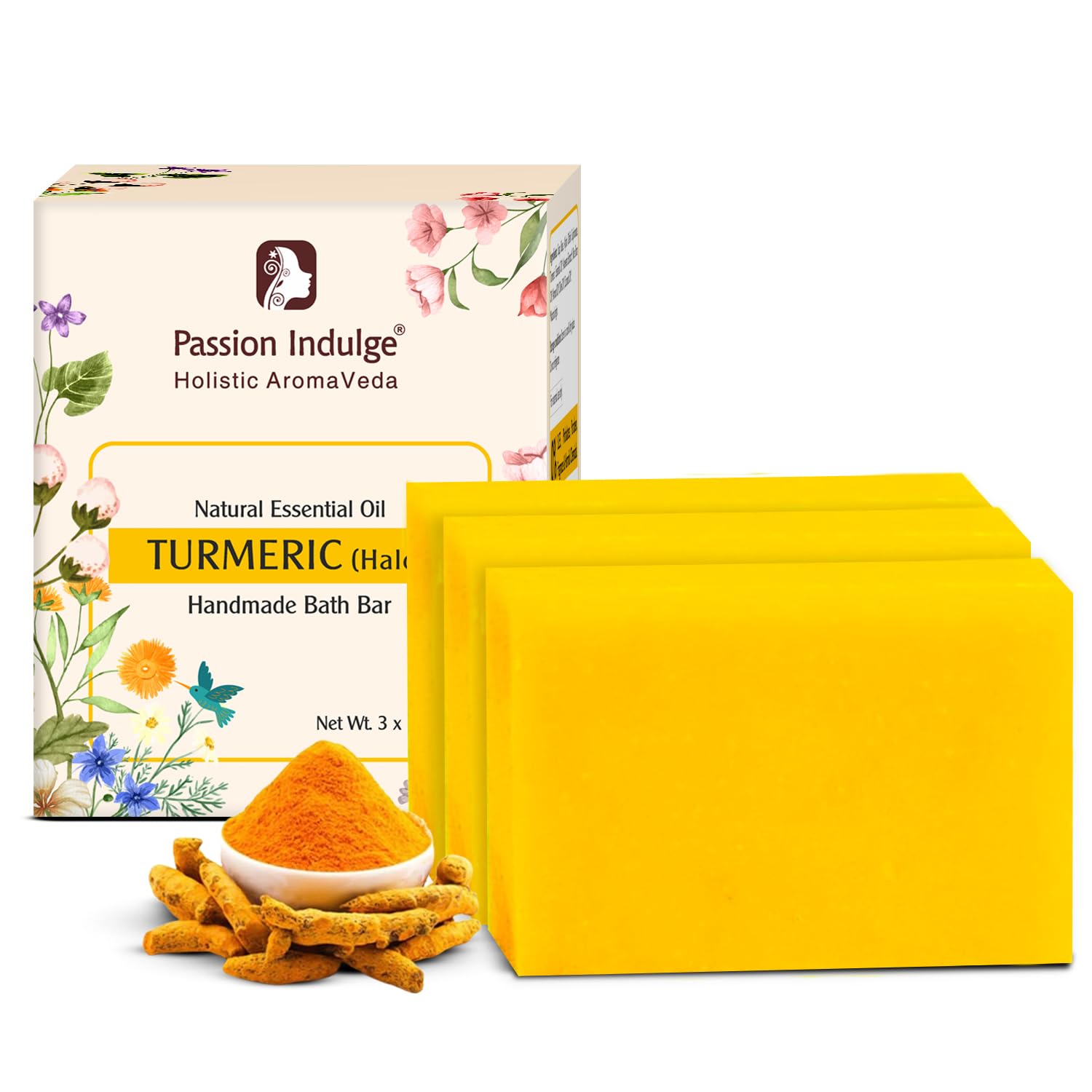 Passion Indulge Turmeric Handmade Bath Soap Pack of 1 (3 Soap, 100 Gram) - Image 2