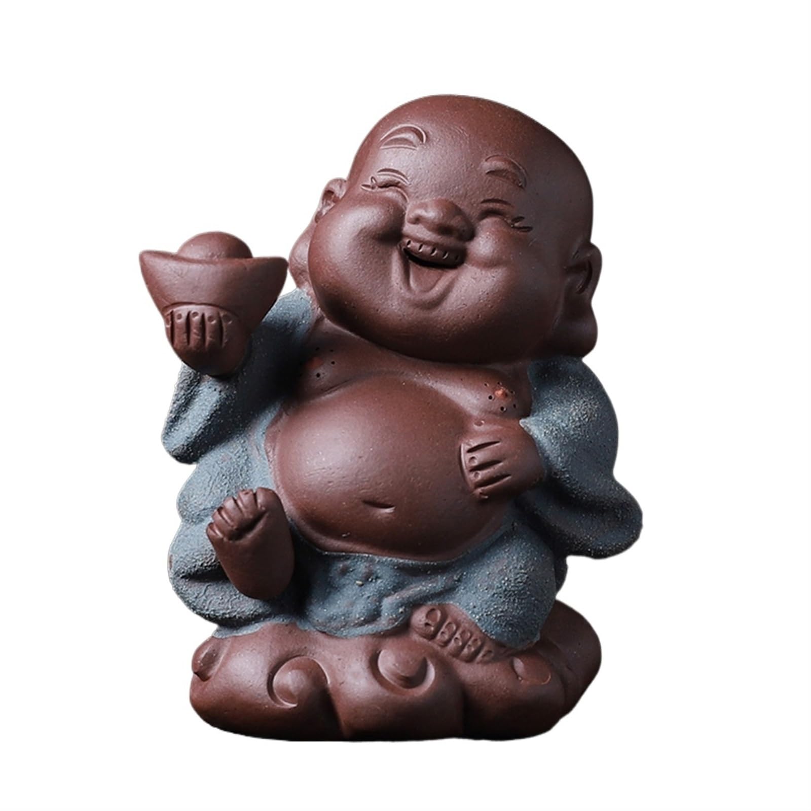 figurki zwierzątek， Ręcznie robiona figurka Maitreya z fioletowej gliny, ozdoba na zwierzaka, zestaw do herbaty, akcesoria do rękodzieła, dekoracja stołu, prezenty do herbaciarni(D)