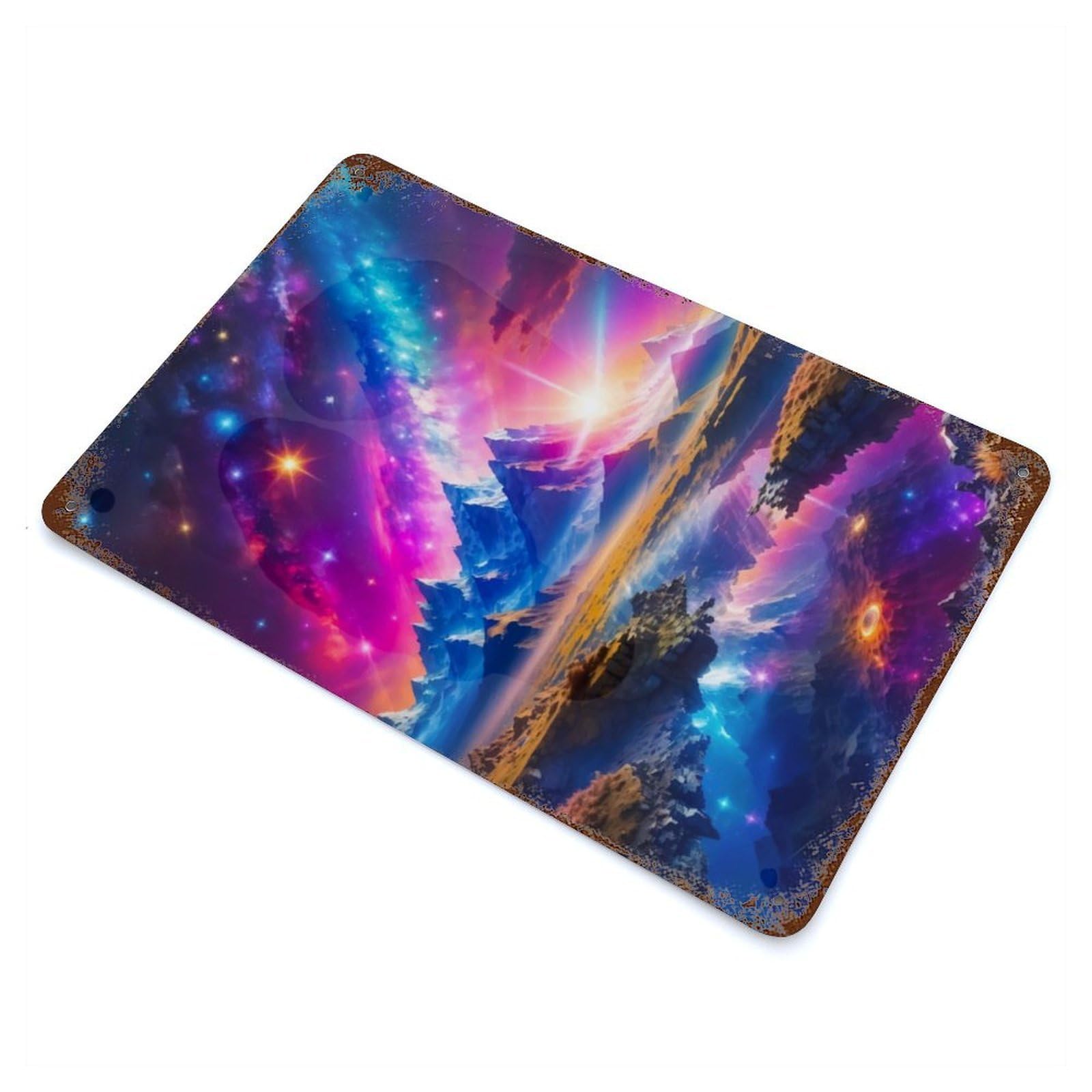Garage Style Nebula Aged Metal Wall Plaque 11.8"x7.9", Novelty Wall Decor for Bar And Workshop