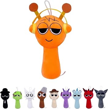 nnOuOnn Stick Plush for Adult Fans, Soft Cute Animal Stuffed Figures for Game Fans Gift Sofa Car Bedroom Decoration Applicable age over 18 years old Orange