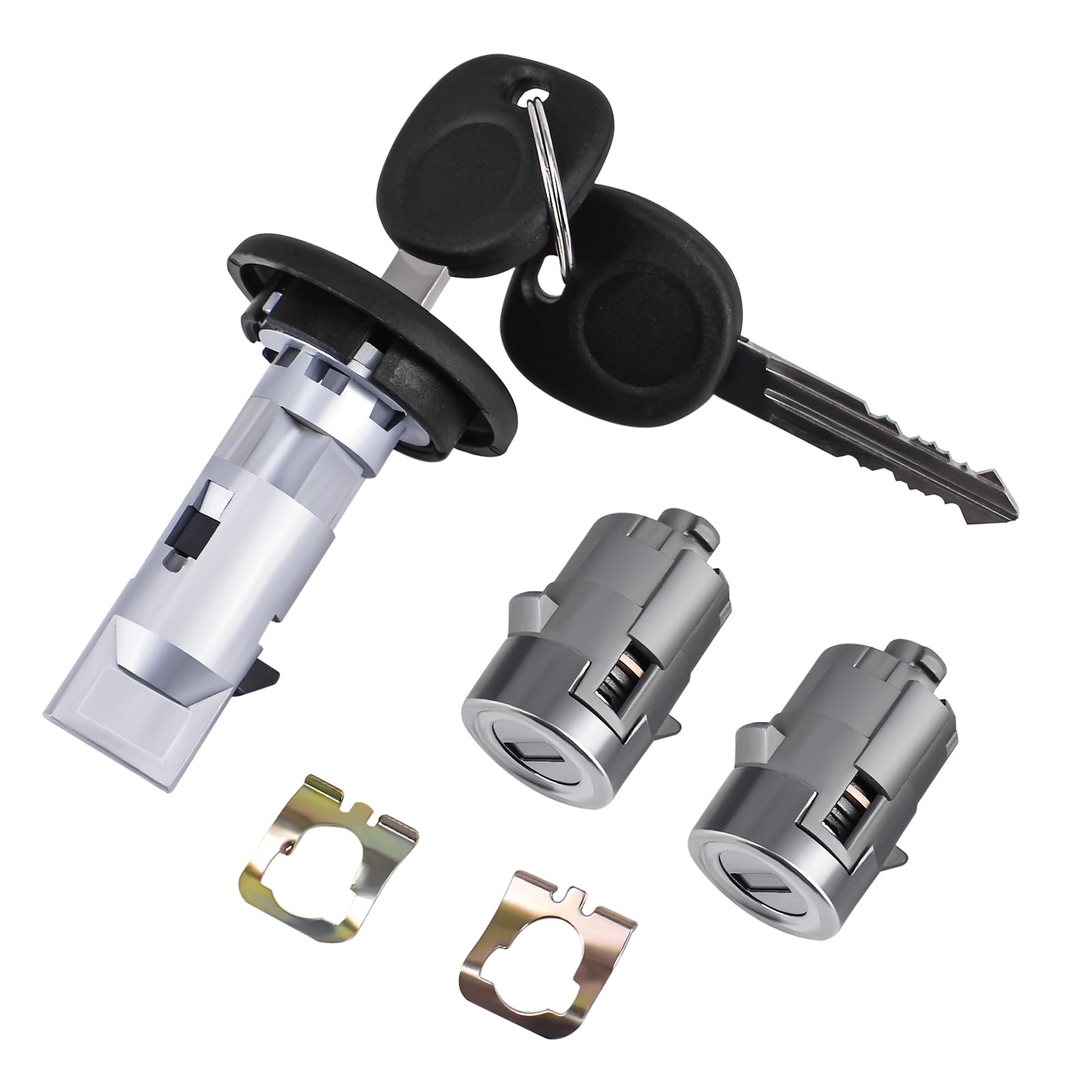 Ignition Switch Lock Cylinder with Front Door Lock Cylinders Fit for 2003-2007 Chevy Silverado Cadillac Escalade GMC Sierra H2 Replaces 707835+598007