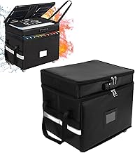 Caixa de Documentos à Prova de Fogo Com Fechadura e Rodas, Organizador de Caixa de Arquivo de 2 Camadas, Caixa Segura à Prova de Fogo Impermeável Dobrável para Documentos