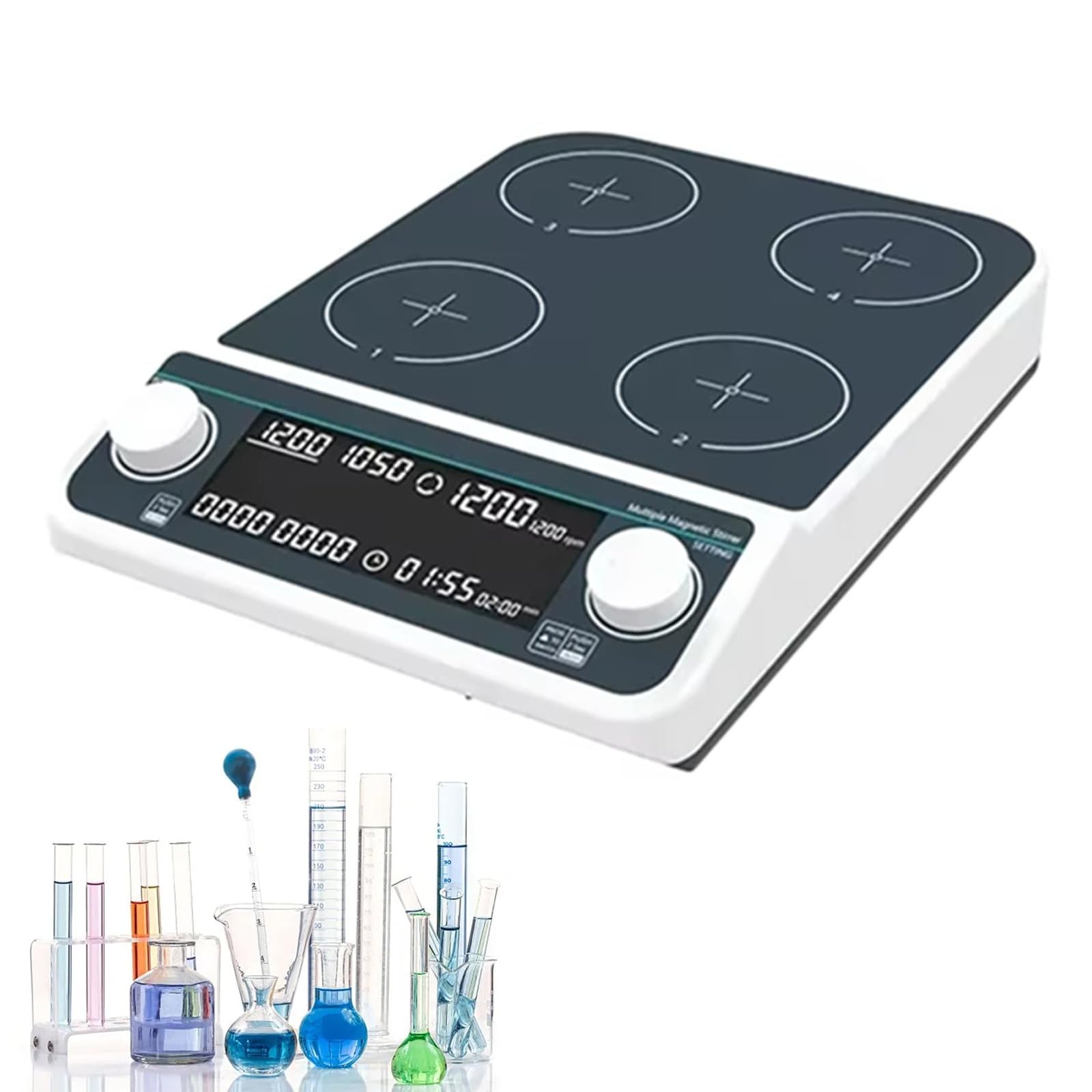 Agitador magnético multiposición, pantalla LED digital, velocidad ajustable 50-1500 RPM, mezcla de laboratorio para experimentos científicos