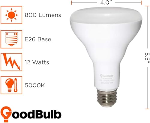 Miniatura 2 de GoodBulb Bombillas LED BR30 de 12 W (equivalente a 60 vatios) Base E26  Color blanco luz diurna 5000K  EcoSmart  800 lúmenes  Paquete de 6 bombillas