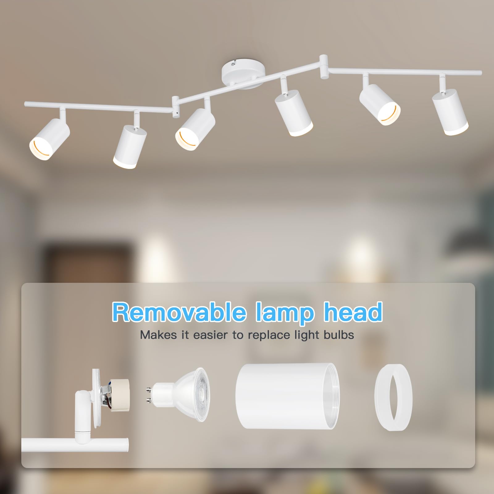 LED Deckenstrahler 6 Flammig Weiß Schwenkbar 350° GU10 Deckenleuchte Modern Ohne Leuchtmittel