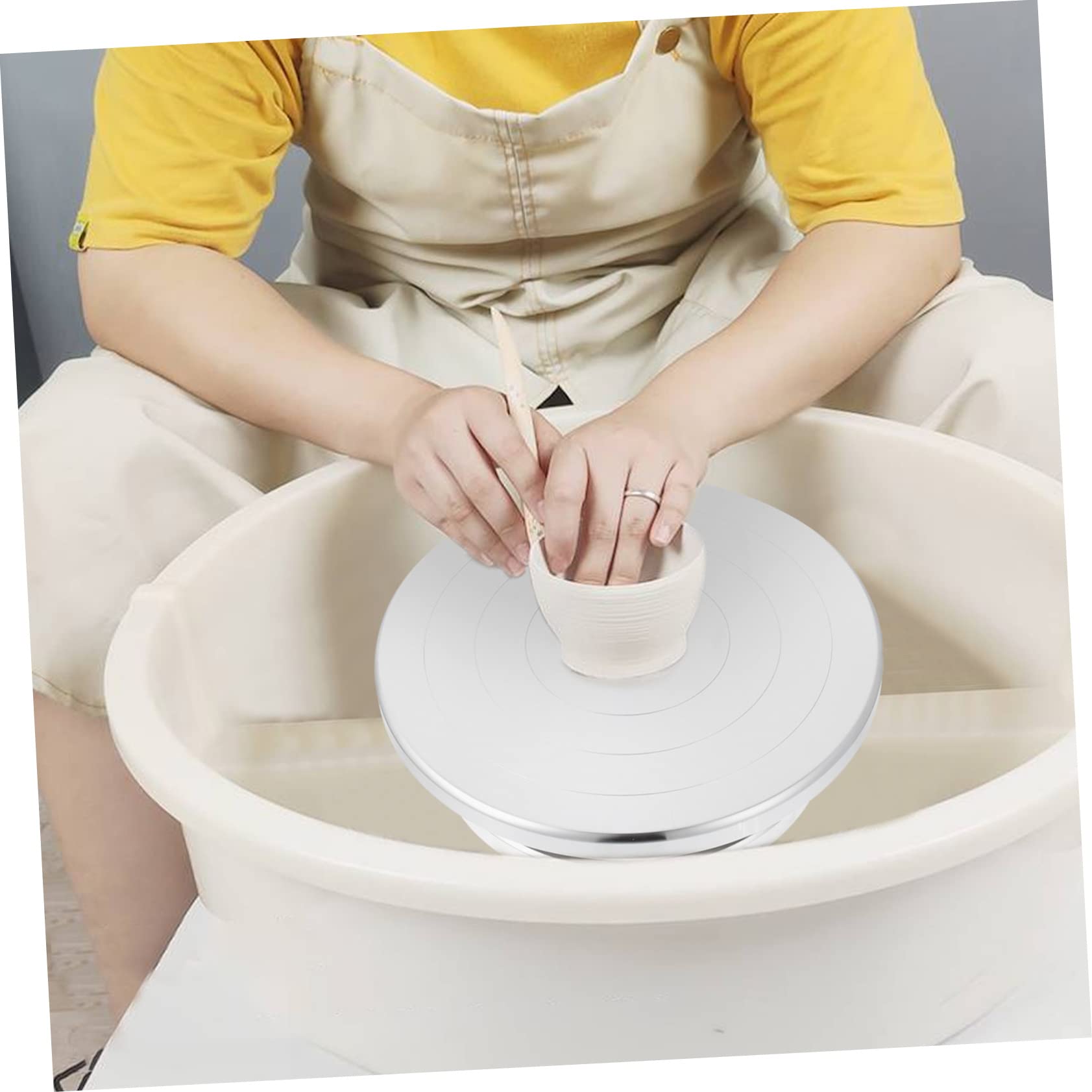 Tornio Manuale per Ceramica e Argilla, Piattaforma Girevole in Lega di Alluminio, Argento, per Lavori Creativi in Argilla