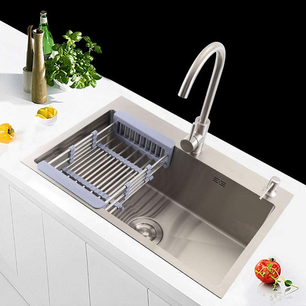 Grifo de Fregadero de Cocina de Acero Inoxidable con colador, Tabla de Cortar, escurridor de Platos, Kit Completo de fontanería, desagüe y Accesorios (tamaño: 60 * 45 cm)
