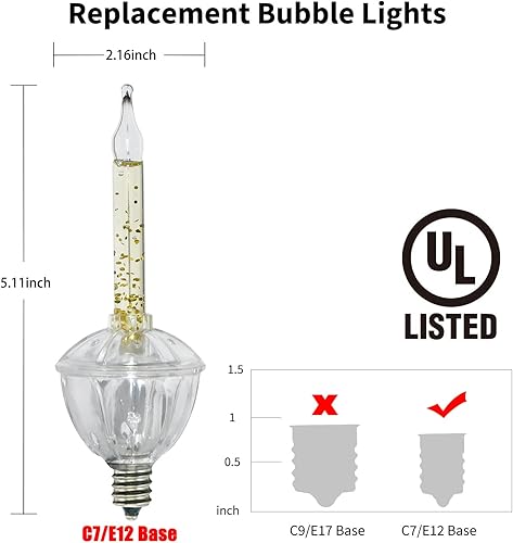 Miniatura 2 de Paquete de 4 bombillas de repuesto de burbujas de Navidad, bombillas nocturnas de burbujas, bombillas de burbujas tradicionales de Navidad para