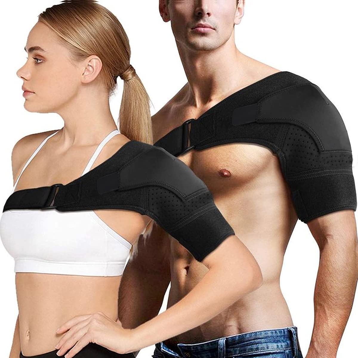 GJKJ Shoulder Brace Adjustable for Women and Men, Compression Support Sleeve Wrap for Rotator Cuff Injuries, Dislocated AC Joint, Sprain and Arthritis Pain Relief, Breathable Neoprene Shoulder Support : Health & Household
