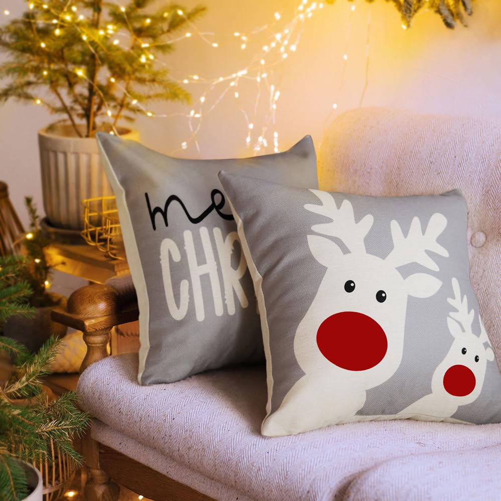 Christmas Decorative Pillow Covers Set Of 4, 18x18 Inch - Gold Series Snowflake Winter Farmhouse Holiday Throw Pillow Covers For Couch, Sofa, Bed - View #10