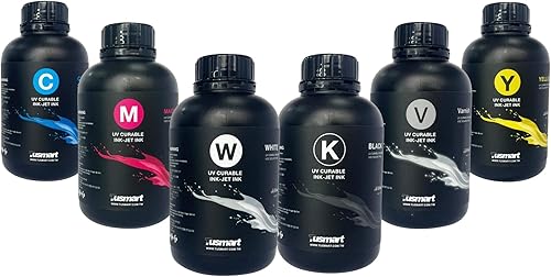 Miniatura 3 de Tinta dura digital curable UV, 16.9 fl oz, amarillo, magenta, cian, negro, blanco, barniz, 100% fabricado en Taiwán, FBA (barniz)